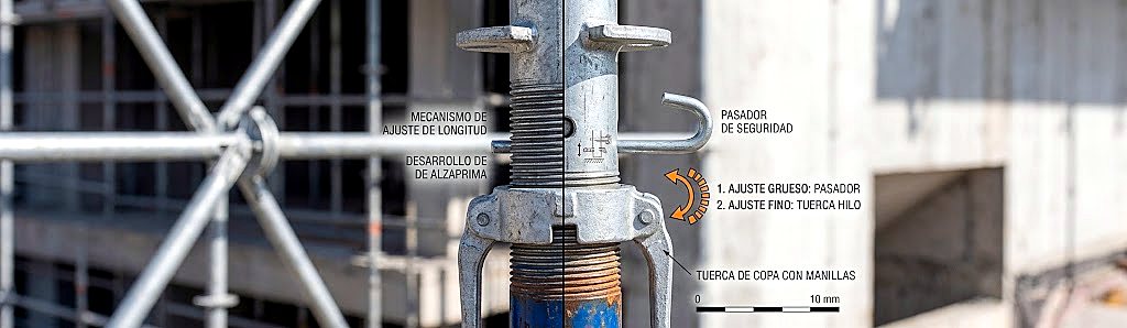 Mecanismo de ajuste de longitud (desarrollo) y pasador de seguridad